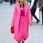 Ashley Roberts in a Pink Coat Leaves the Global Radio Studios in London