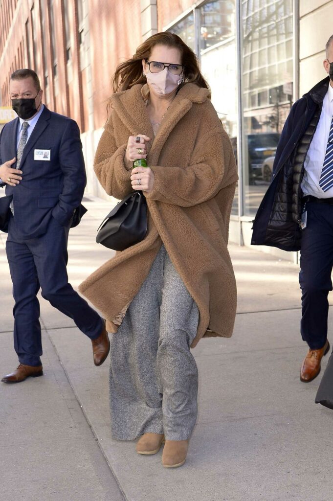 Brooke Shields in a Tan Teddy Bear Fur Coat