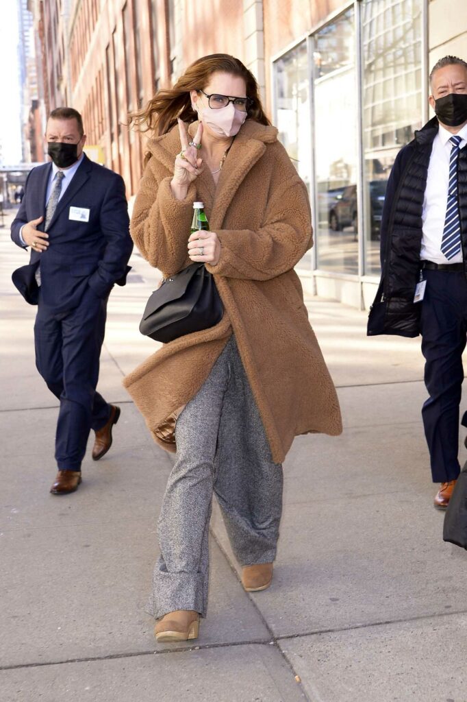 Brooke Shields in a Tan Teddy Bear Fur Coat