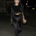 Chloe Brockett in a Black Outfit Arrives at 2850 South Ken Restaurant in Central London