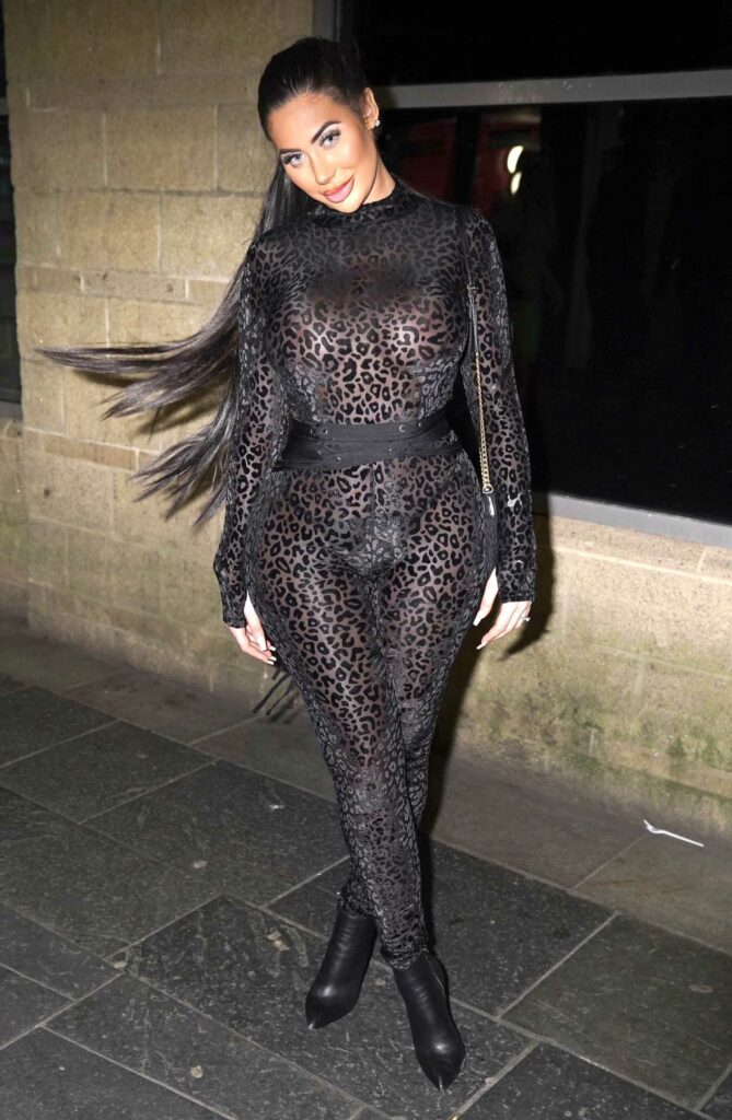 Chloe Ferry in a See-Through Animal Print Catsuit