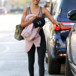 Jasmine Tookes in a Black Leggings Leaves Her Gym Session in Los Angeles