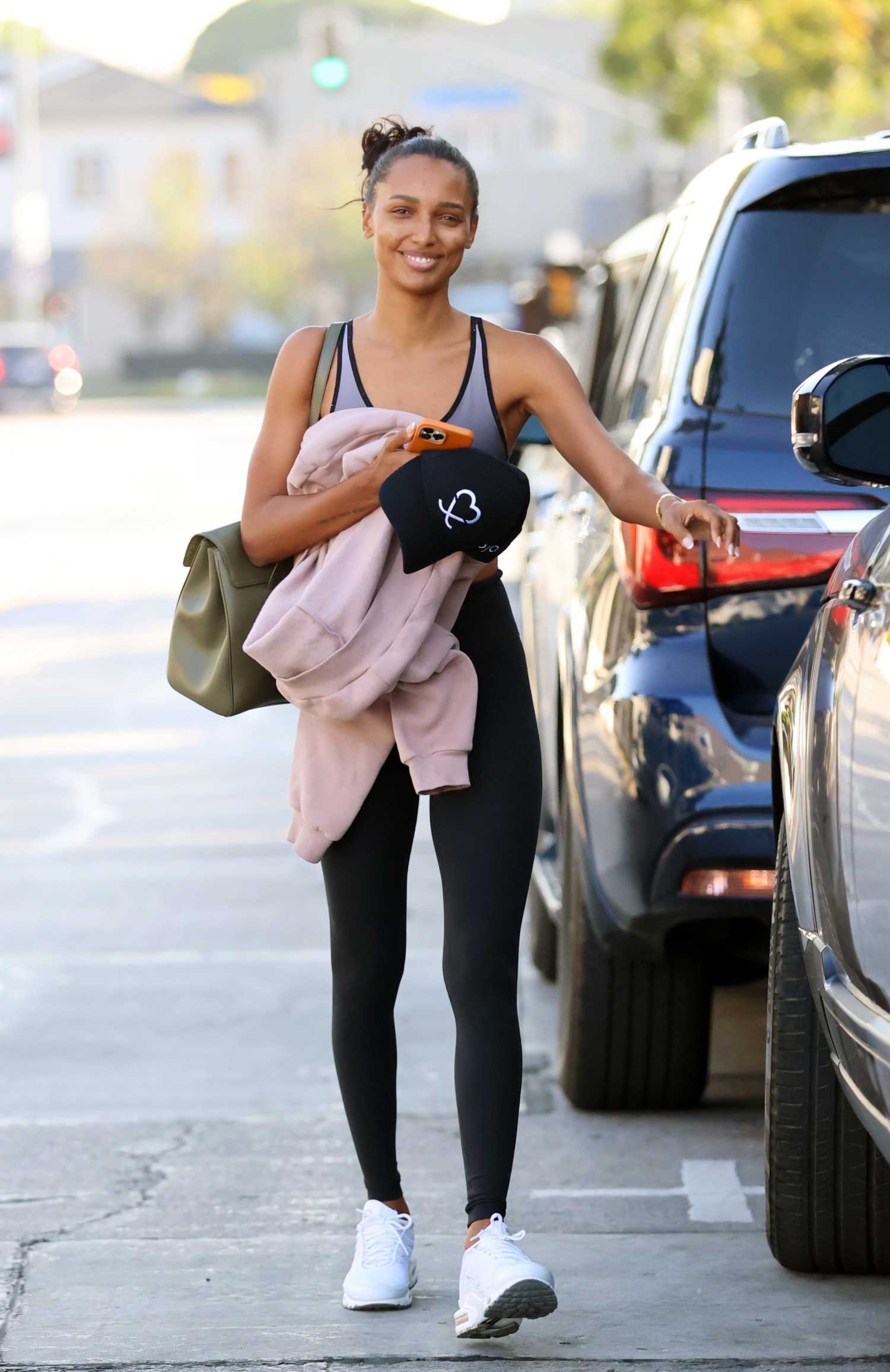 Jasmine Tookes in a Black Leggings Leaves Her Gym Session in Los