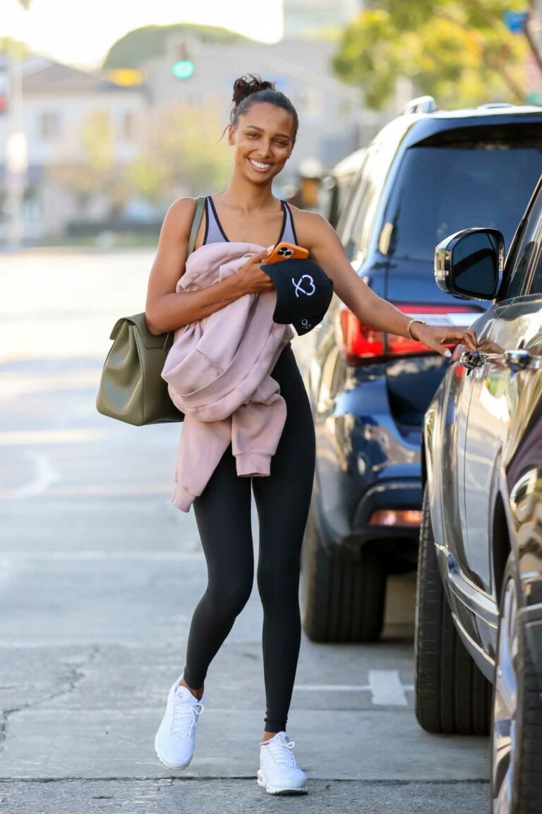 Jasmine Tookes in a Black Leggings Leaves Her Gym Session in Los