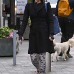 Jenni Falconer in a Black Coat Leaves the Smooth Radio at Global Studios in London