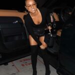 Karrueche Tran in a Black Shorts Steps Out to Dinner with Friends at Catch LA Restaurant in West Hollywood