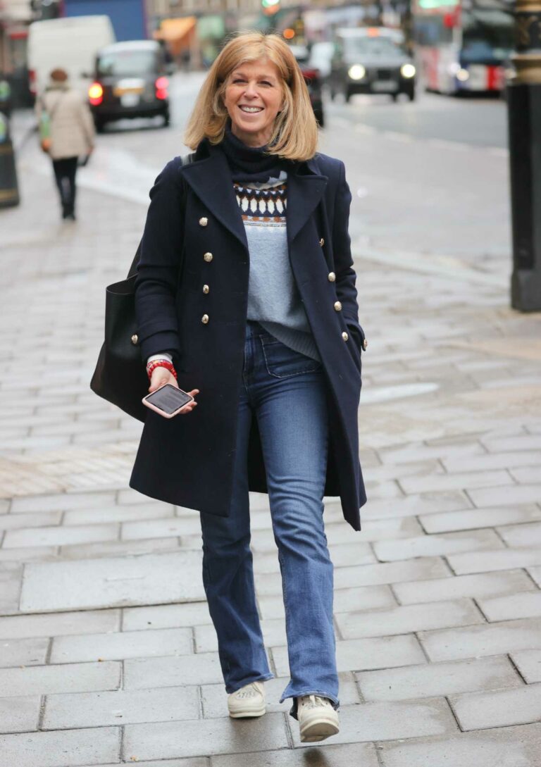 Kate Garraway in a Dark Blue Coat Steps Out from Smooth Radio in London ...