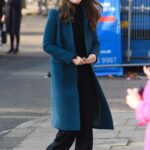 Kate Middleton in a Blue Coat Arrives at The Foundling Museum in London