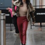 Katya Jones in a Red Pants Heads to Strictly Come Dancing Rehearsals in Birmingham
