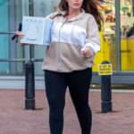 Lauren Goodger in a Beige Flip-Flops Leaves Curry’s in Romford