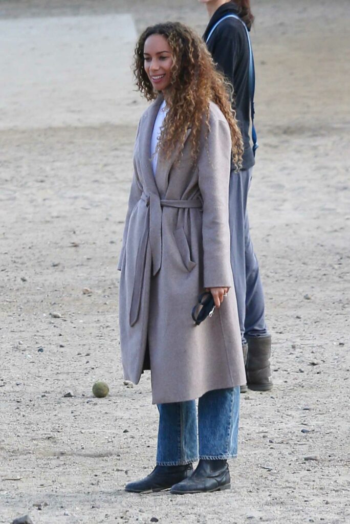 Leona Lewis in a Grey Coat