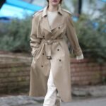 Lily James in a Beige Coat Was Seen Out in Los Angeles