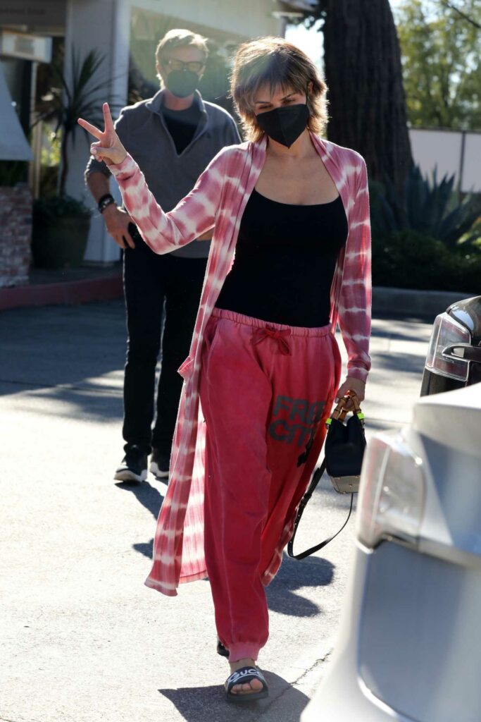 Lisa Rinna in a Red Sweatpants