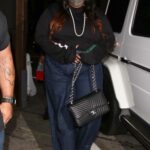 Lizzo in a Black Sweatshirt Arrivies at Craig’s in West Hollywood