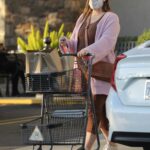 Mia Swier in a Pink Cardigan Does Some Grocery Shopping at Gelson’s Market in Los Angeles