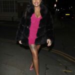 Nikita Jasmine in a Pink Mini Dress Arrives at 2850 South Ken Restaurant in Central London