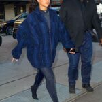 Rihanna in a Blue Jacket Was Seen Out in New York City