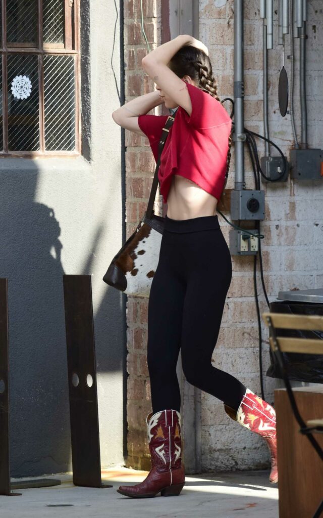 Scout Willis in a Red Cropped T-Shirt