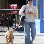 Selma Blair in a White Blouse Was Seen with Her Service Dog in Los Angeles