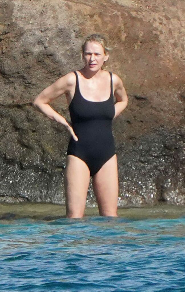 Uma Thurman in a Black Swimsuit
