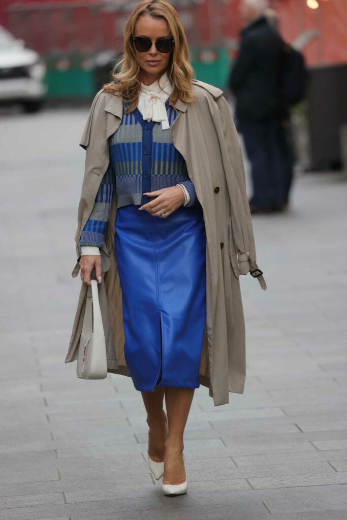 Amanda Holden in a Blue Leather Skirt