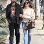 Ashley Greene in a Beige Cardigan Was Seen Out with Her Husband Paul Khoury in Pasadena