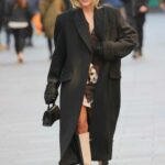 Ashley Roberts in a Black Coat Leaves the Heart Radio in London