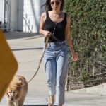 Aubrey Plaza in a Black Top Walks Her Dog in Los Feliz