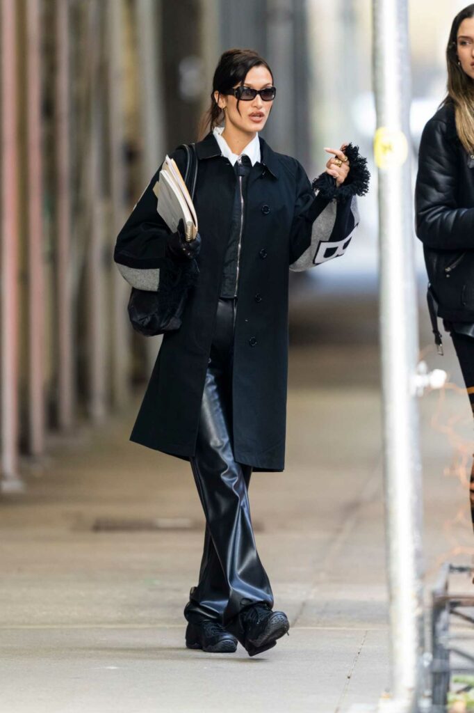 Bella Hadid in a Black Coat