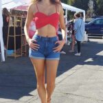 Blanca Blanco in a Red Top Goes Shopping at the Farmers Market in West Hollywood