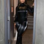 Chloe Bailey in a Black Catsuit Enjoying a Night Out in Los Angeles