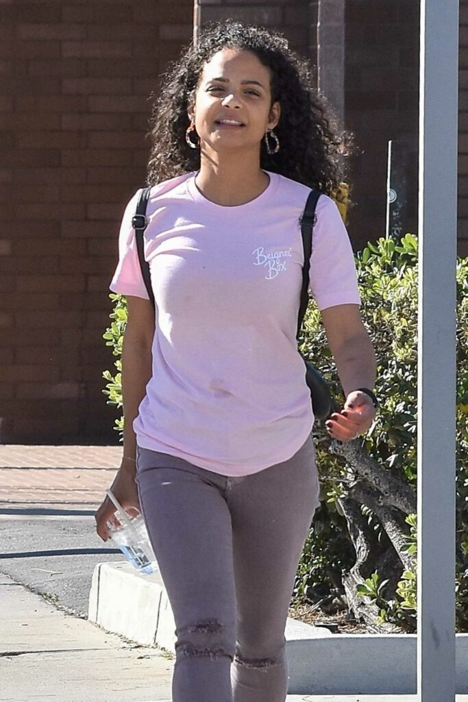 Christina Milian in a Pink Tee