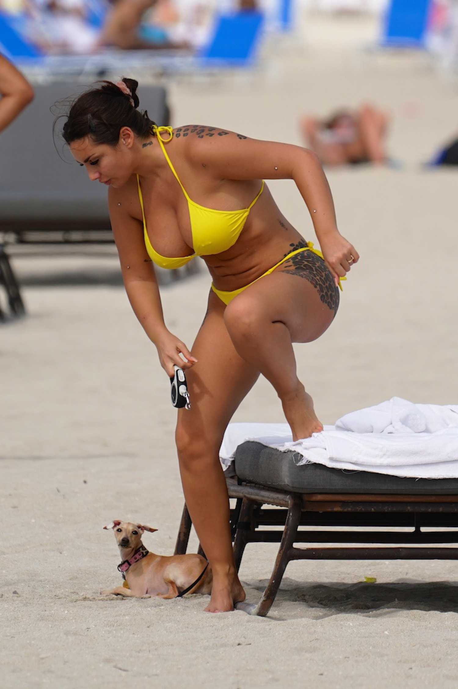 Elettra Lamborghini in a Yellow Bikini on the Beach in Miami – Celeb Donut