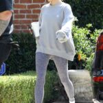 Hailey Bieber in a Grey Sweatshirt Leaves Her Pilates Class in Los Angeles 02/15/2022