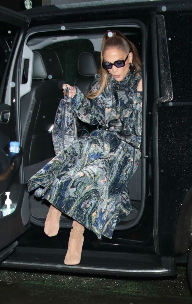 Jennifer Lopez in a Patterned Coat