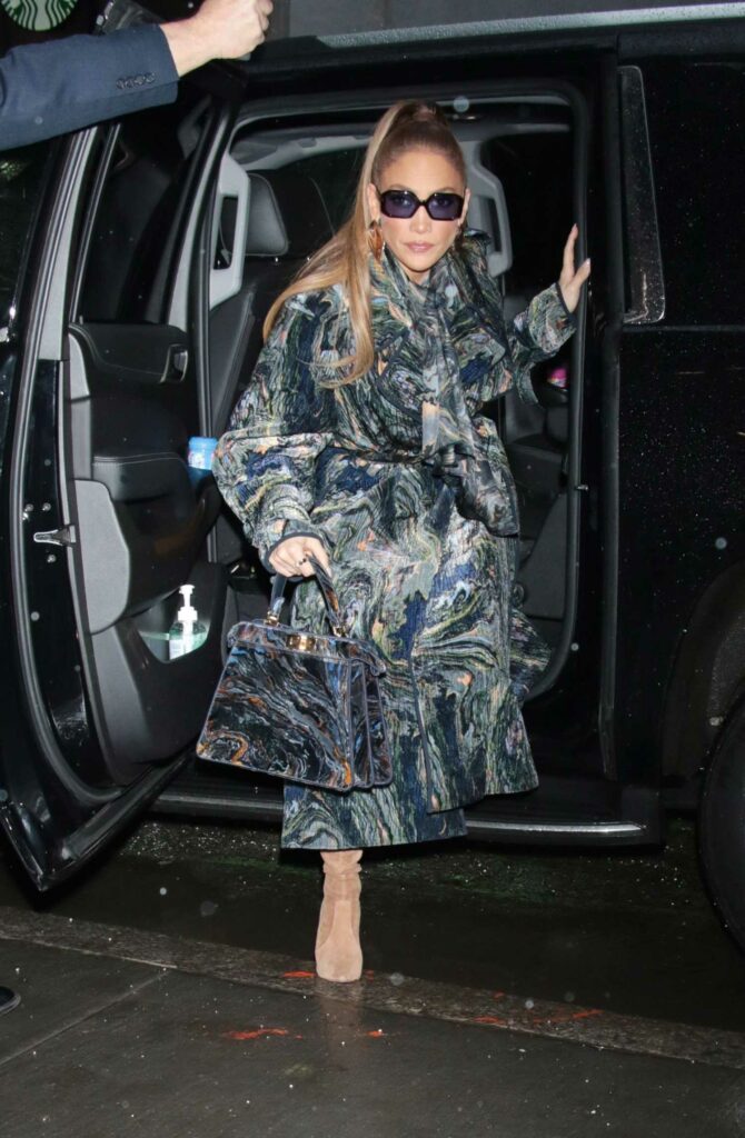 Jennifer Lopez in a Patterned Coat