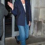 Karlie Kloss in a Blue Blazer Leaves the Brandon Maxwell Fashion Show During New York Fashion Week in New York