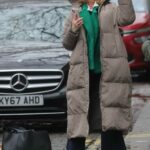 Kate Garraway in a Grey Puffer Coat Arrives at the Global Radio Studios in London