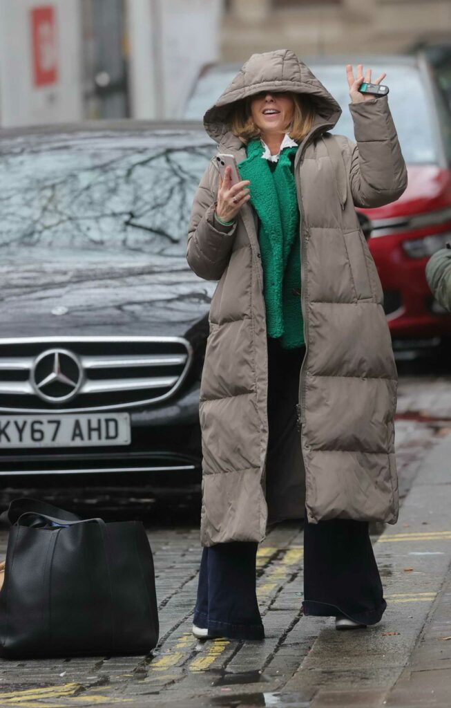 Kate Garraway in a Grey Puffer Coat