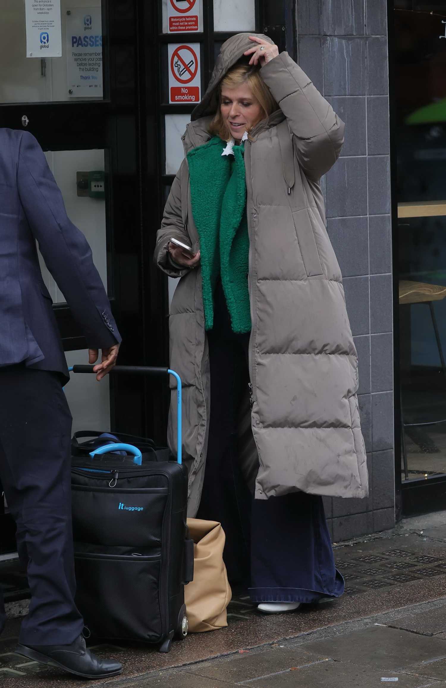 Kate Garraway in a Grey Puffer Coat Arrives at the Global Radio Studios ...