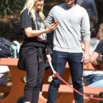 Malin Akerman in a Black Tee Was Seen Out with Her Husband Jack Donnelly at Griffith Park in Los Angeles