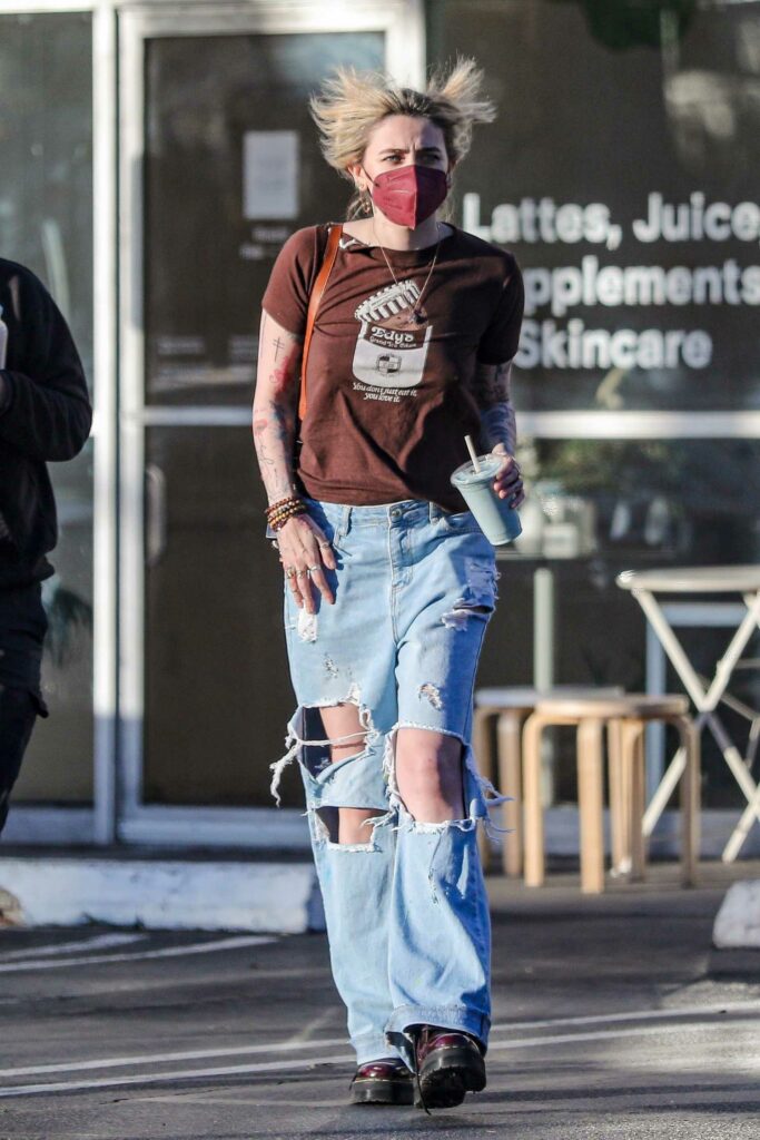 Paris Jackson in a Blue Ripped Jeans