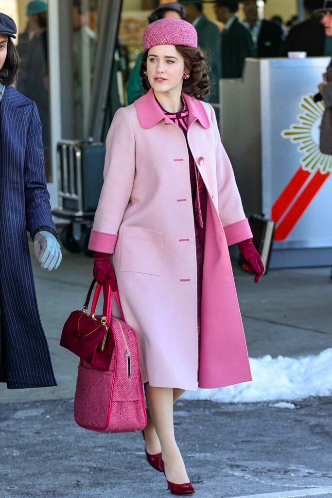 Rachel Brosnahan in a Pink Coat