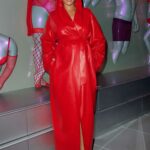 Rihanna in a Red Leather Coat Attends Savage x Fenty Store Opening in Los Angeles