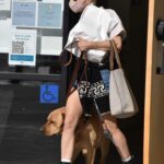 Selma Blair in a Black Boots Brings Her Service Dog Along for a Trip to Sweet Flower Cannabis Store in Studio City