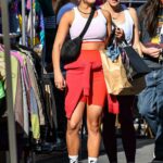 Vanessa Hudgens in a Red Spandex Shorts Does Some Shopping at the Melrose Trading Post Flea Market in West Hollywood