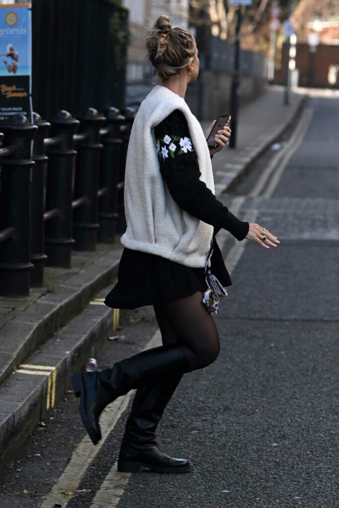 Vogue Williams in a Black Mini Dress