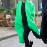 Vogue Williams in a Neon Green Coat Was Seen Out in Leeds