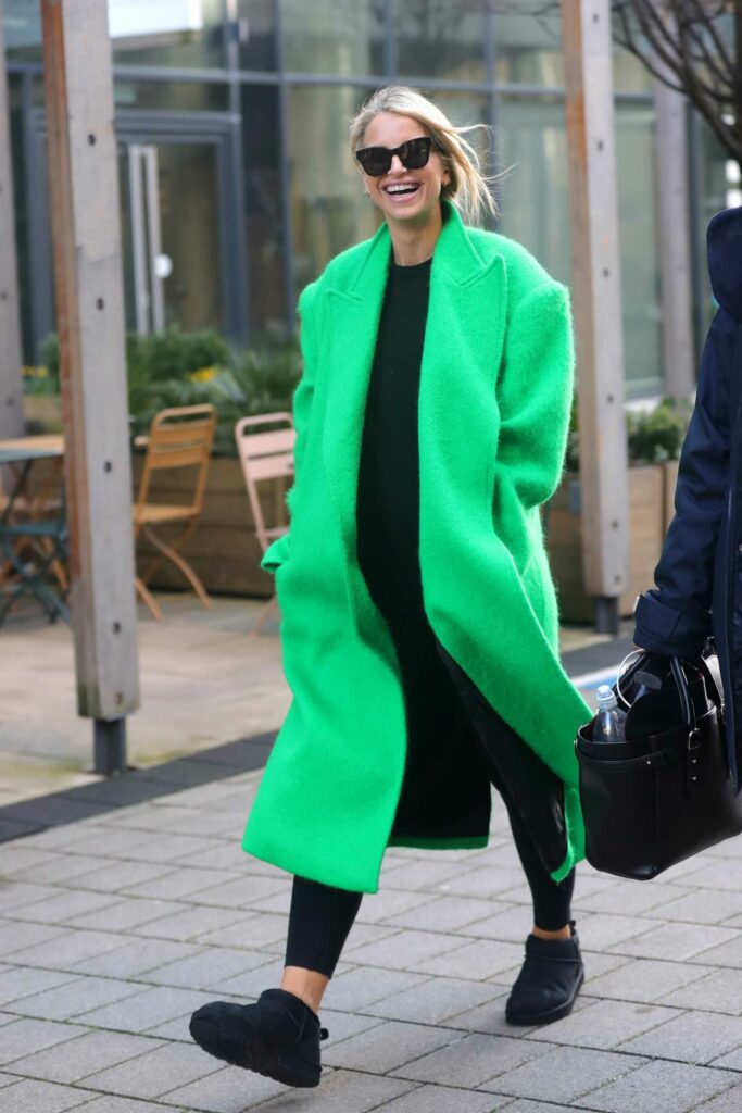 Vogue Williams in a Neon Green Coat