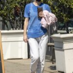 Alexandra Daddario in a Blue Tee Leaves Her Workout in Los Angeles